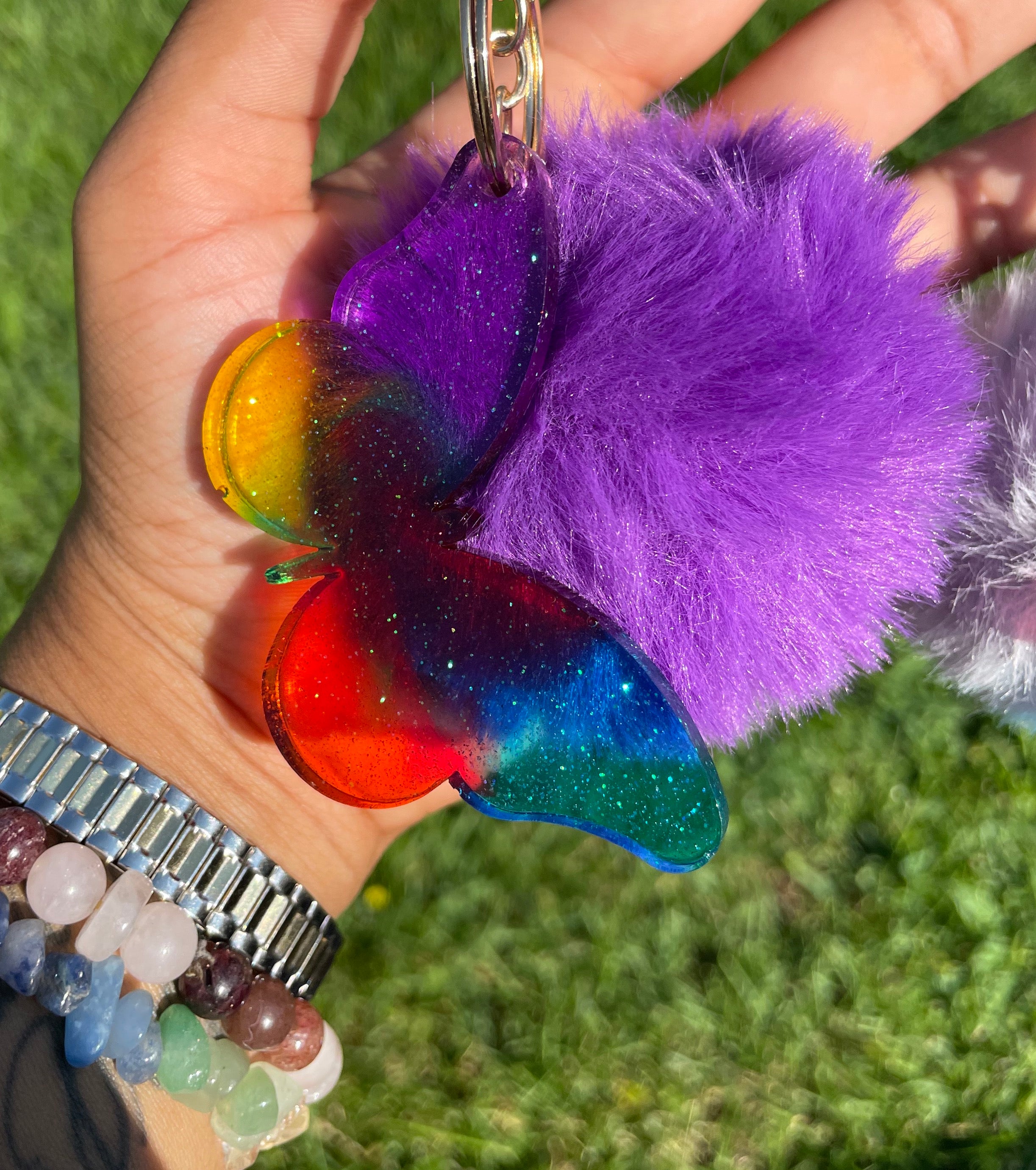Rainbow Butterfly Keychain / Colorful Afro Queen Keychain - Asia Ashtrays